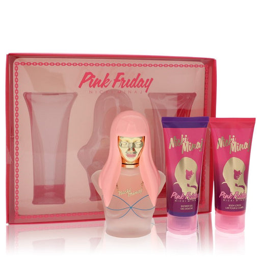 Pink Friday by Nicki Minaj Gift Set -- 3.4 oz Eau De Parfum Spray + 3.4 oz Body Lotion + 3.4 oz Shower Gel for Women - PerfumeOutlet.com