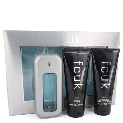 FCUK by French Connection Gift Set -- 3.4 oz Eau De Toilette Spray + 6.7 oz After Shave Balm + 6.7 oz Shower Gel for Men - PerfumeOutlet.com