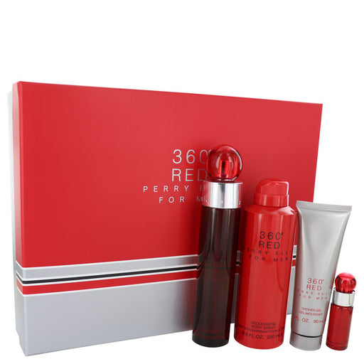 Perry Ellis 360 Red by Perry Ellis Gift Set -- 3.4 oz Eau De Toilette Spray + .25 oz Mini EDT Spray + 6.8 oz Body Spray + 3 oz Shower Gel for Men - PerfumeOutlet.com