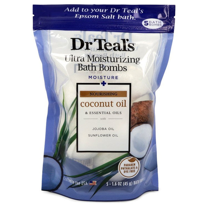 Dr Teal's Ultra Moisturizing Bath Bombs by Dr Teal's Five (5) 1.6 oz Moisture Rejuvinating Bath Bombs with Coconut oil, Essential Oils, Jojoba Oil, Sunfower Oil (Unisex) 1.6 oz for Men - PerfumeOutlet.com