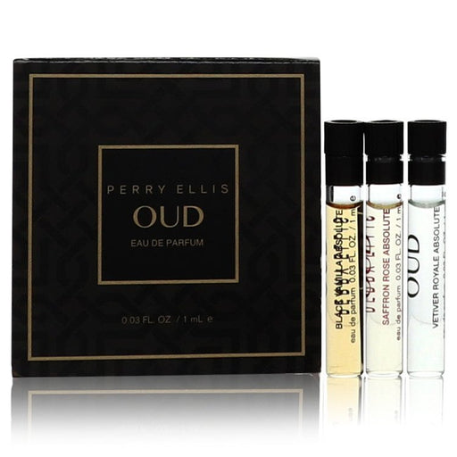 Perry Ellis Oud Black Vanilla Absolute by Perry Ellis Gift Set -- Vial Set Includes Black Vanilla Absolute, Saffron Rose Absolute, Vetiver Royale Absolute all .03 oz Vials for Women - PerfumeOutlet.com