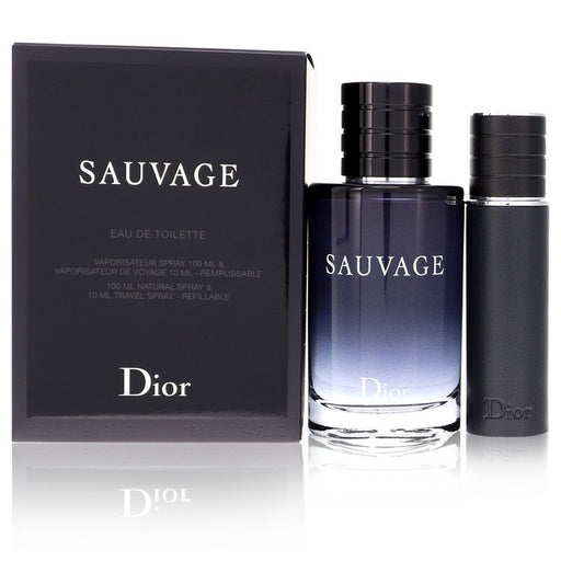 Sauvage by Christian Dior Gift Set -- 3.4 oz Eau De Toilette Spray + .33 oz EDT Spray Refillable for Men - PerfumeOutlet.com