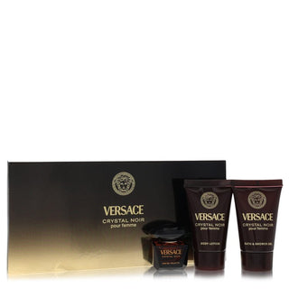Crystal Noir by Versace Gift Set -- .17 oz Mini EDT + .8 oz Shower Gel + .8 oz Body Lotion for Women