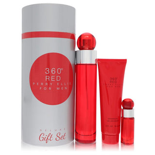 Perry Ellis 360 Red by Perry Ellis Gift Set -- 3.4 oz Eau De Toilette Spray + .25 oz Mini EDT Spray + 3 oz Shower Gel in Tube Box for Men