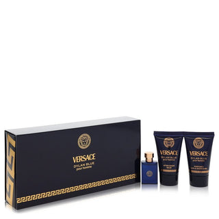 Versace Pour Homme Dylan Blue by Versace Gift Set -- 0.17 oz Mini EDT + 0.8 oz After Shave Balm + 0.8 oz Shower Gel for Men