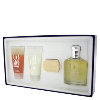 UOMO MOSCHINO by Moschino Gift Set -- 2.5 oz Eau De Toilette Spray + 1.7 oz Gel + .8 oz Soap + 1.7 oz After Shave Balm for Men - PerfumeOutlet.com