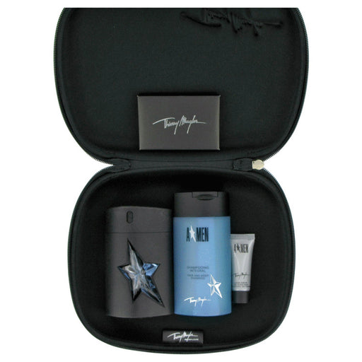 ANGEL by Thierry Mugler Gift Set -- 1.7 oz Eau De Toilette Spray + 3.5 oz Hair & Body Shampoo + .35 oz Self Bronzer for Men - PerfumeOutlet.com