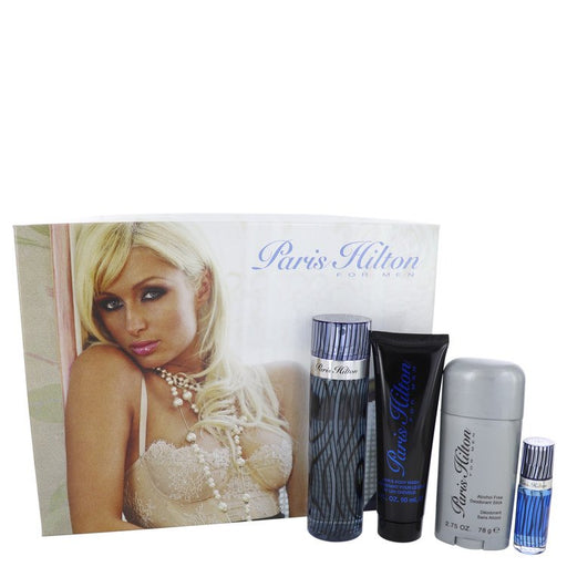 Paris Hilton by Paris Hilton Gift Set -- 3.4 oz  Eau De Toilette Spray + 3 oz Body Wash + 2.75 oz Deodorant Stick + .25 Mini EDT Spray for Men - PerfumeOutlet.com
