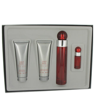 Perry Ellis 360 Red by Perry Ellis Gift Set -- 3.4 oz Eau De Toilette Spray + 3 oz After Shave Balm + 3 oz Shower Gel +.25 oz Eau De Toilette Spray for Men - PerfumeOutlet.com