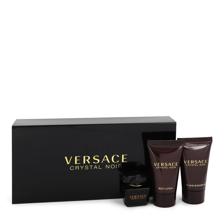 Crystal Noir by Versace Gift Set -- .17 oz Mini EDT + .8 oz Shower Gel + .8 oz Body Lotion for Women - PerfumeOutlet.com