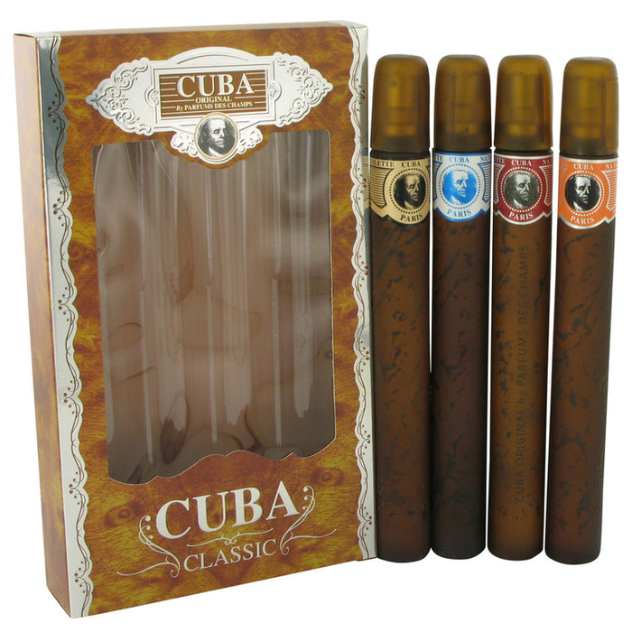 CUBA RED by Fragluxe Gift Set -- Cuba Variety Set includes All Four 1.15 oz Sprays, Cuba Red, Cuba Blue, Cuba Gold and Cuba Orange for Men - PerfumeOutlet.com