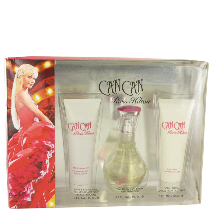 Can Can by Paris Hilton Gift Set -- 3.4 oz Eau De Parfum Spray + 3 oz Body Lotion + 3 oz Shower Gel for Women - PerfumeOutlet.com