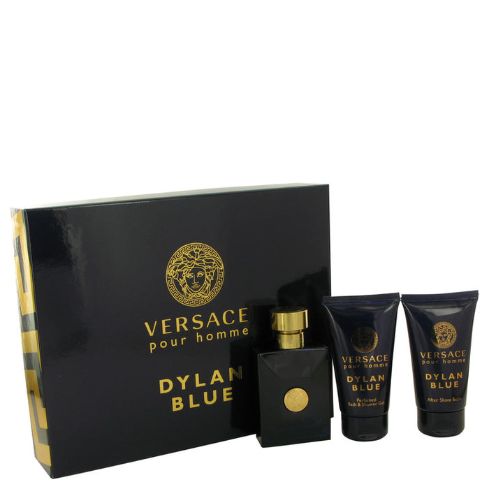 Versace Pour Homme Dylan Blue by Versace Gift Set -- 1.7 oz Eau De Toilette Spray + 1.7 oz After Shave Balm + 1.7 oz Shower Gel for Men - PerfumeOutlet.com