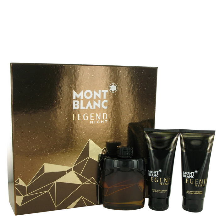 Montblanc Legend Night by Mont Blanc Gift Set -- 3.3 oz Eau De Parfum Spray + 3.3 oz After Shave Balm + 3.3 oz Shower Gel for Men - PerfumeOutlet.com