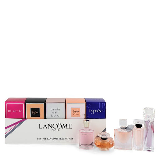 MIRACLE by Lancome Gift Set -- Best of Lancome Gift Set Includes Miracle, Tresor, La Vie Est Belle, Tresor in Love and Hypnose all are .16 oz Eau De Parfum. Tresor is .25 oz Eau De Parfum. for Women - PerfumeOutlet.com