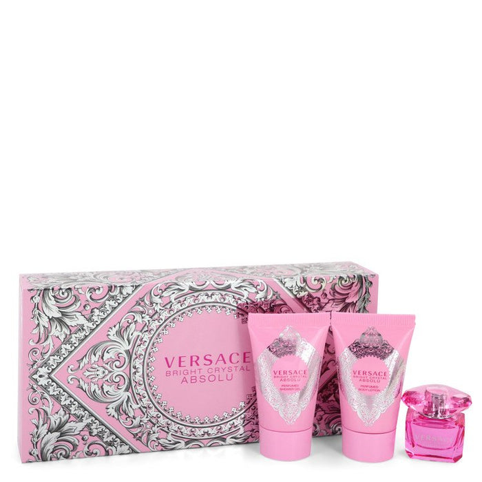 Bright Crystal Absolu by Versace Gift Set -- 0.17 oz Mini EDP + 0.8 oz Body Lotion + 0.8 oz Shower Gel for Women - PerfumeOutlet.com