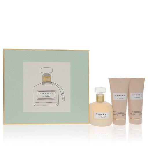 Carven Le Parfum by Carven Gift Set -- 3.4 oz Eau De Parfum Spray + 3.4 oz Body Milk + 3.4 oz  Shower Gel for Women - PerfumeOutlet.com