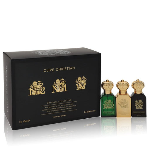 Clive Christian X by Clive Christian Gift Set -- Travel Set Includes Clive Christian 1872 Feminine, Clive Christian No 1 Feminine, Clive Christian X Feminine all in .34 oz Pure Perfume Sprays for Women - PerfumeOutlet.com
