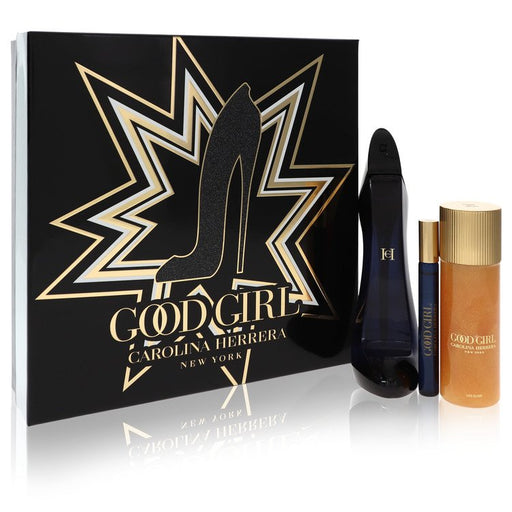 Good Girl by Carolina Herrera Gift Set -- 2.7 oz Eau De Parfum Spray + .34 Mini EDP Roll-On + 3.4 oz Body Oil for Women - PerfumeOutlet.com