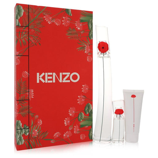 kenzo FLOWER by Kenzo Gift Set -- 3.3 Eau De Parfum Spray + .5 oz Mini EDP + 2.5 oz Body Milk for Women - PerfumeOutlet.com