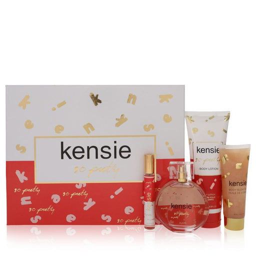 Kensie So Pretty by Kensie Gift Set -- 3.4 oz Eau De Parfum Spray + .34 oz Mini EDP Spray + 2.5 oz Body Glow Oil + 6.8 oz Body Lotion for Women - PerfumeOutlet.com